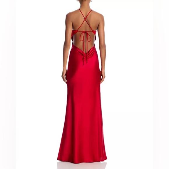 AQUA Formal Women’s Satin Open Back Gown A25650 Red Sz 8 - Picture 5 of 10
